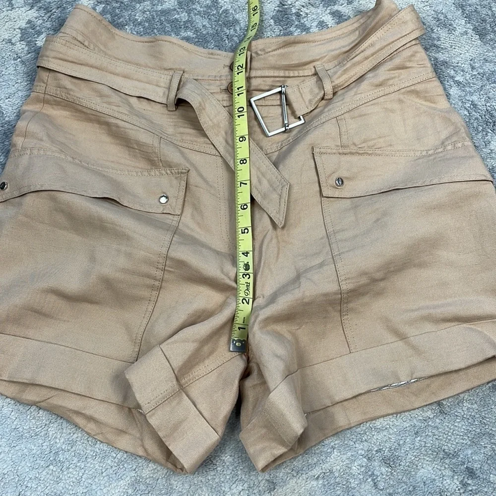 Jonathan Simkhai Prisha Belted Cuffed Safari Cargo Shorts Beige High Rise Sz 8